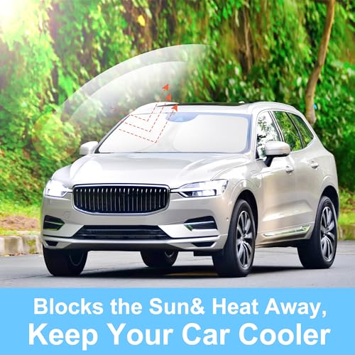 Image of Windshield Sun Shade Custom Fit for 2018-2023 2024 2025 2026 Volvo XC60 Accessories Foldable Sunshade Sun Blocker Protect Car from Sun Rays & Heat Damage Keep Car Cooler