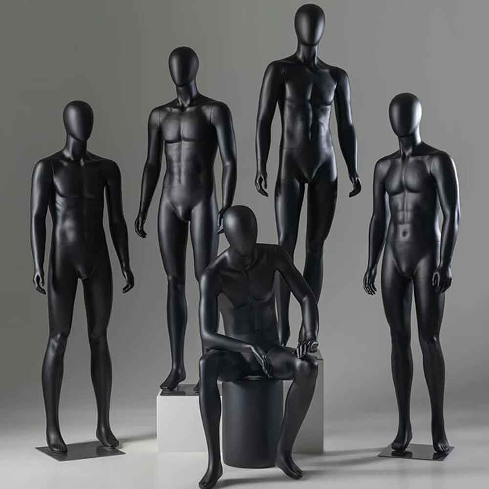 1PC Black Male Mannequin, 76 Inch Full Body Model Stand, Poseable Mannequins Dress Form Detachable Torso for Retail Clothing Shops, with Metal Base Connector(#2)
