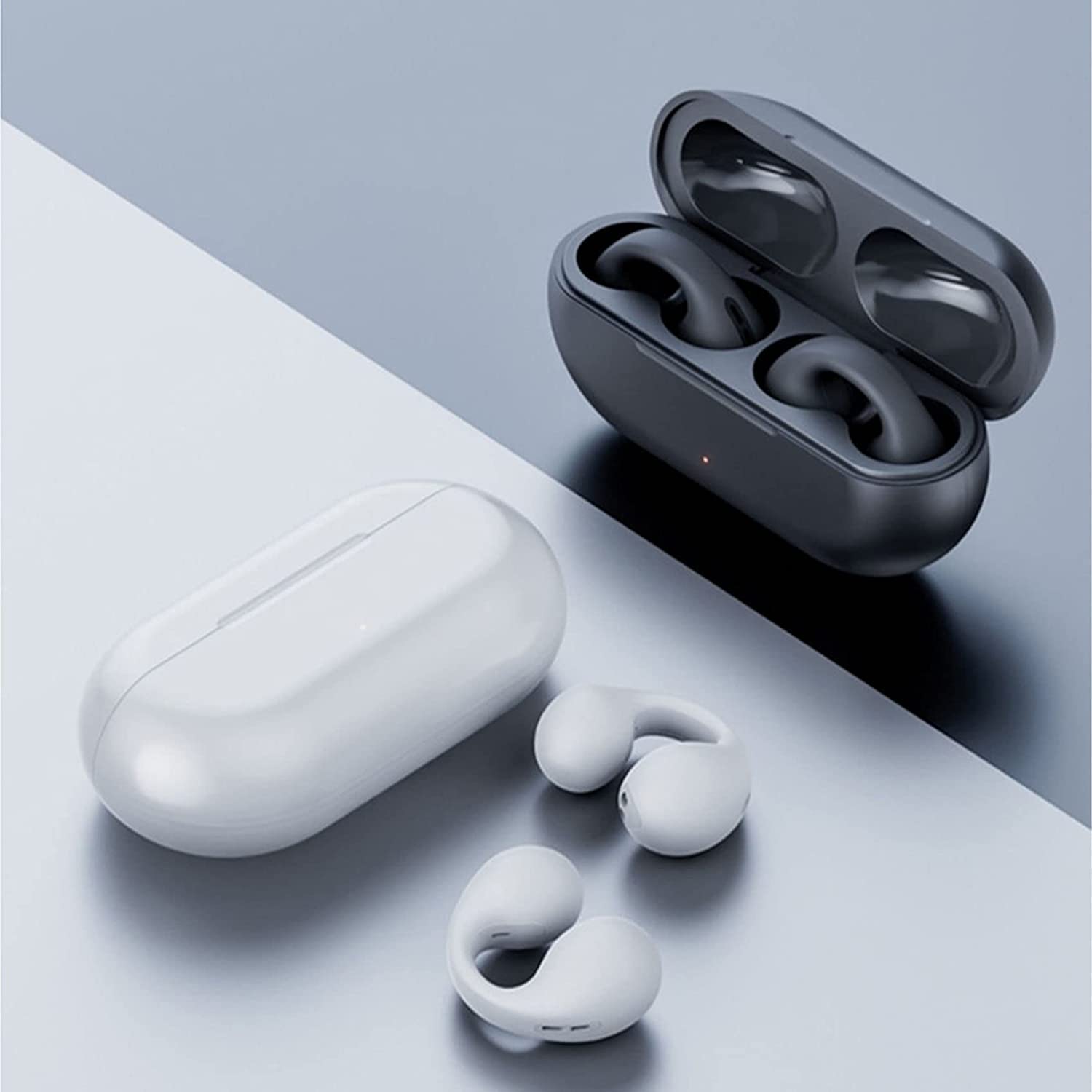 Auriculares inalámbricos de conducción ósea con Clip para la Oreja, miniauriculares de conducción ósea, Auriculares de Oreja Abierta Bluetooth inalámbrico para Correr Deportes (Negro)