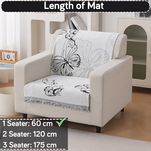 Image of HOKIPO Serene Abode Sofa Cover 1 Seater, 180x60 cm, Monochrome Butterfly