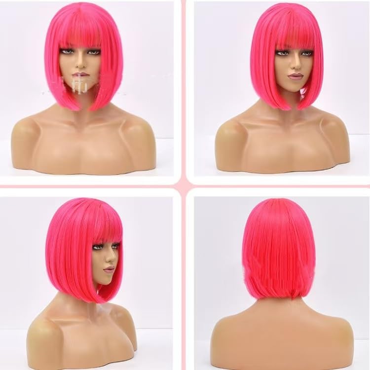 XiXiYang Lively Red Short Bob Wig for Women,Party Wigs Cap Stunning for Women with Blonde Highlights, for Halloween Christmas - Image 3