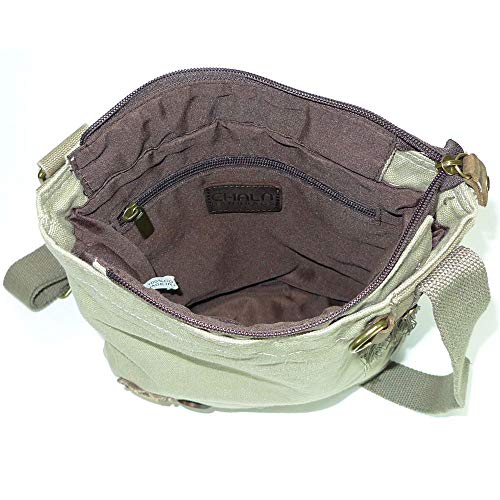 Chala Patch Cross-Body Women Handbag, Canvas Messenger Bag - Olive2