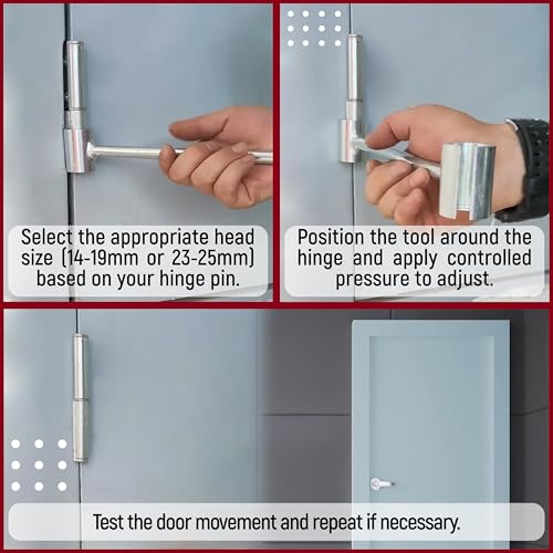 Image of Granatan Adjustable Wrench for Door Hinges, 14-19mm & 23-25mm Heads, Alloy Steel Hinge Adjustment Tool, Non-Slip Grip Residential Door Hinge Wrench
