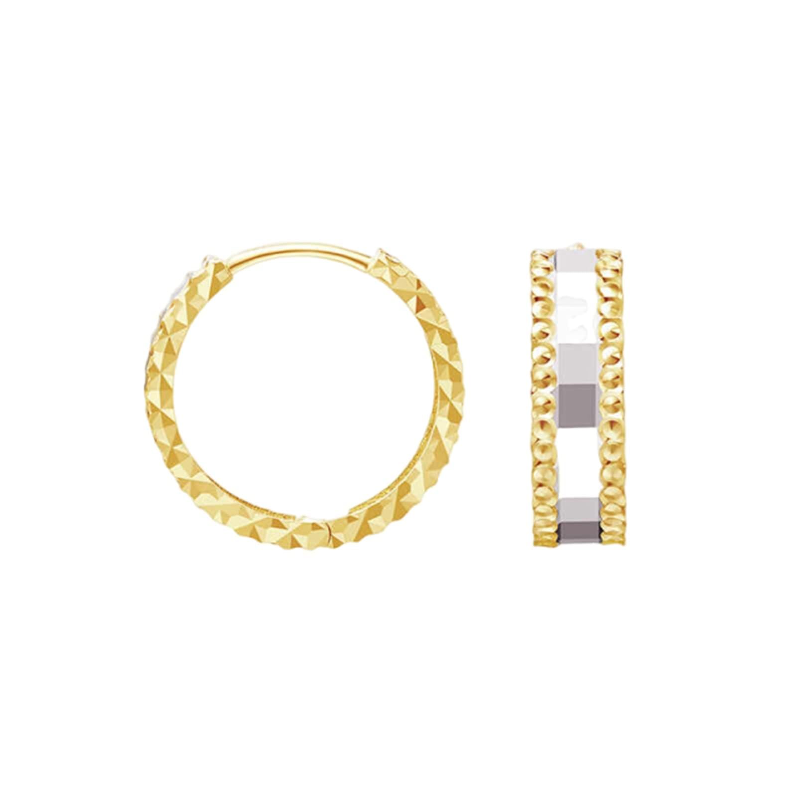Kolczyki damskie Creole Hoop 9K/14K/18K żółte złoto i białe złoto, dwukolorowe, duże kolczyki damskie, 750/585/375 złote kolczyki damskie biżuteria z prawdziwego złota