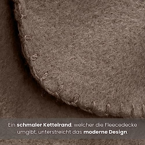 wometo 2er Set Polar- Fleecedecke oekoTex 130x160 cm ca. 400g wertiges Gewicht mit Anti-Pilling Kettelrand Farbe braun