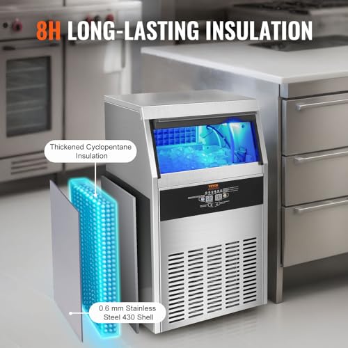 Vevor COMMERCIAL ICE MAKER 100LBS/24H 50 ICE Commercial Ice Maker Machine, 100Lbs/24H Ice Maker Machine With 33Lbs Storage Capacity, 50 Ice Cubes In 12-15 Minutes, Built In Electric Drain Pump Ice Maker For Bar Home Office Restaurant thumb #4