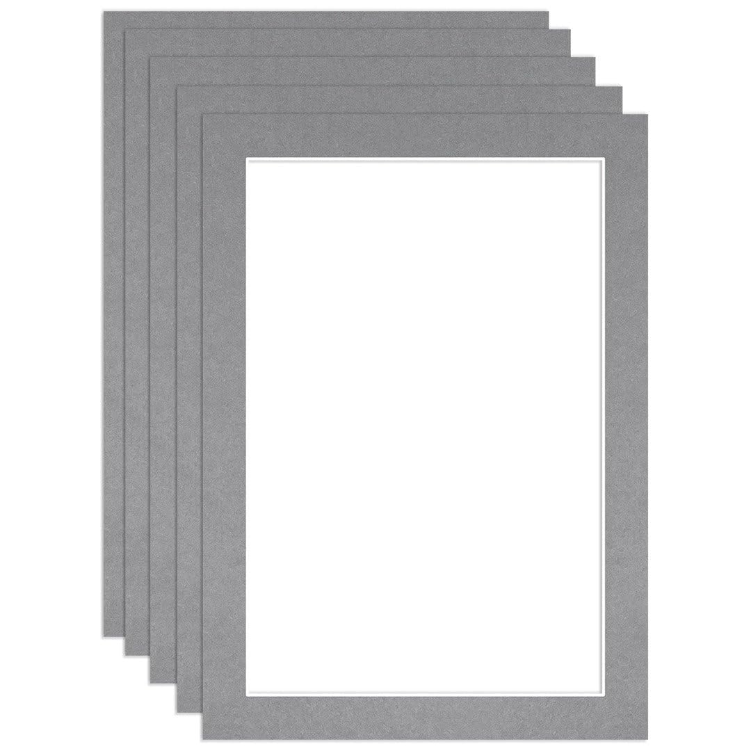 Procut Global 7x5" Mid Grey Picture Mounts to Fit 6x4" Aperture - Precision Cut Cardboard Photo Mount - Ideal for Frames, Prints, Artwork & Certificates - Sizes & Colours Available - 5 Pack
