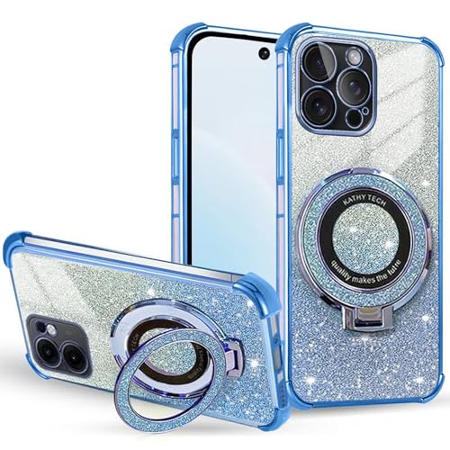 BEENTRYS Purpurina Funda para Huawei Mate 40 Pro Funda,Anillo Soporte Magnético Lujosa Electroplateado Brillante Transparente TPU Silicona Niñas Mujeres Antigolpes Carcasa-Azul