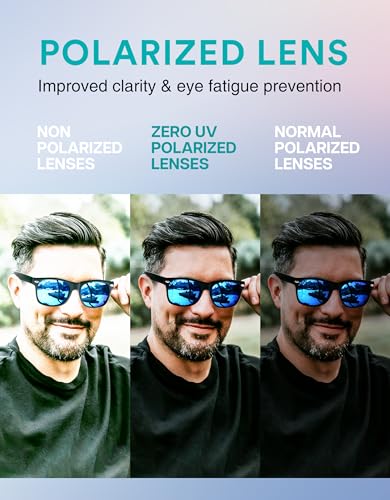 Image of zeroUV - Classic Colored Mirror Lens Square Horn Rimmed Sunglasses for Men Women
