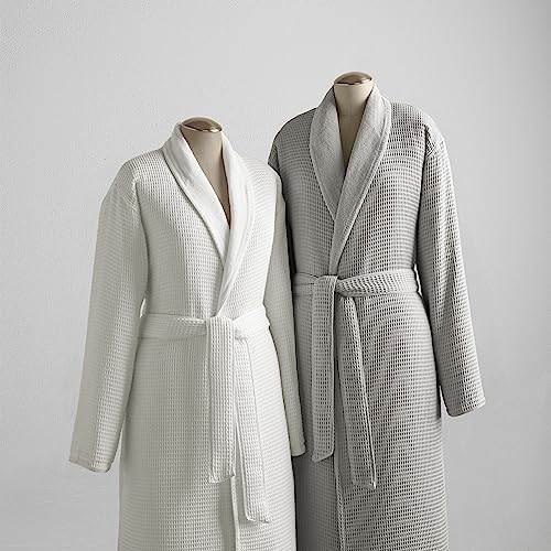 Kassatex Hotel Waffle Terry Robe, White, Small-Medium2