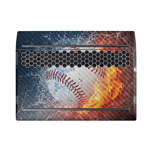 Image of MightySkins Carbon Fiber Skin Compatible With Alienware M17 R5 (2022) Full Wrap Kit - Baseball Fire | Protective, Durable Textured Carbon Fiber Finish | Easy To Apply & Change Styles | Made in the USA