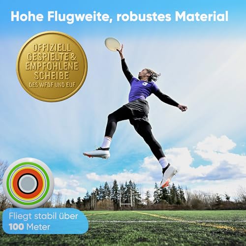 eurodisc 175g Ultimate Profi Wettkampfscheibe – Sportfrisbee mit Stabiler Flugbahn über 100 m, aus nachwachsenden Rohstoffen, ideal für Training & Wettkampf