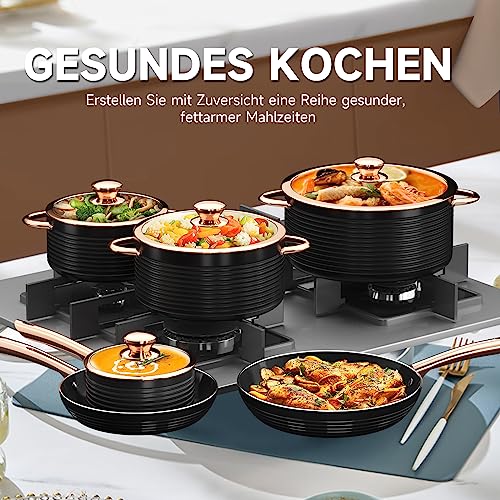 Topfset Pfanne induktion HOMELUX 10tlg Induktions Töpfe Set,Aluminiumguss Kochtopfset,Keramik-Antihaftbeschichtung Pfannenset,Töpfe Set mit Deckel,Topfset Induktion für Induktion alle Herde,PFOA frei – Bild 8
