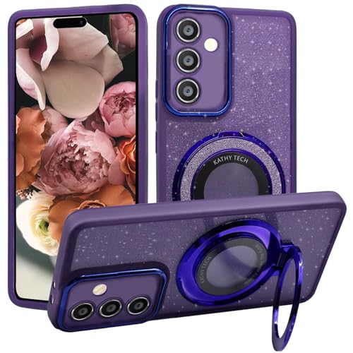 HAOFUGUI Glitter Case for Realme Note 70T 4G, with Kickstand Translucent Case, Bling Sparkle Shockproof Cover, for Women and Girls, Luxury Bling Protective Phone Cover-Purple