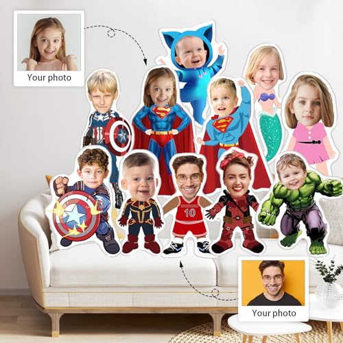 LMQJDZ Personalized Face Pillow, Benutzerdefinierte Hund Katze Geformtes Kissen, 3D Doppelseitiger Druck mit Bild,Personalisierte Geschenke für Kinder, Freunde oder Lieben