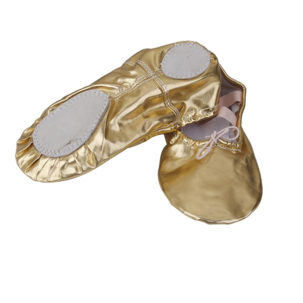 nivaa Women Girl Gold Ballet Pointe Gymnastics Leather Dance Shoes 37-picture-0