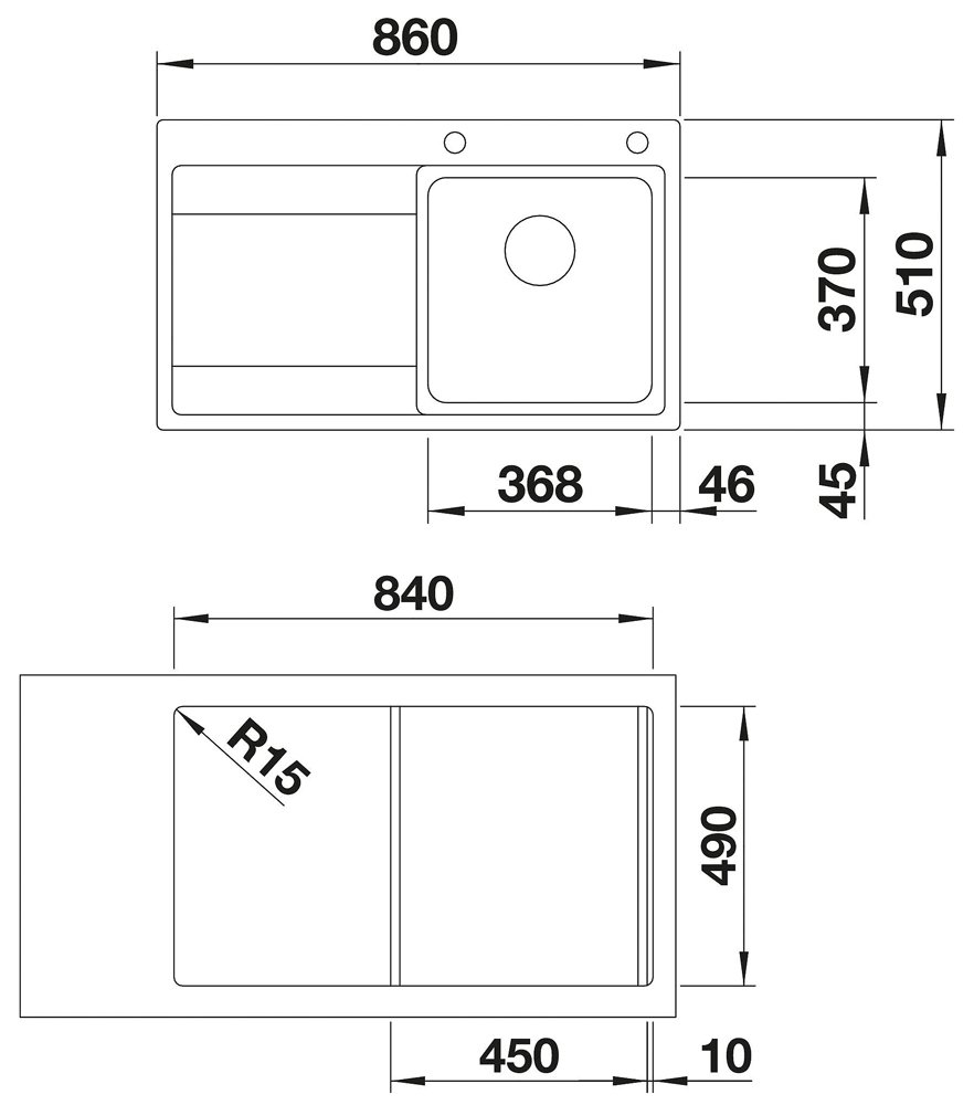 Blanco 521658 | Fregadero de cocina de acero inoxidable DIVON II 45 S-IF | Color : Acero inoxidable