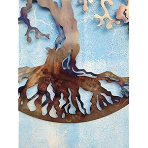 Treeoflifemetalartlargewalldecor36inchesheatcolored Urban Country Home Decor Tree of life metal art large wall decor 36 inches heat colored urban country home decor
