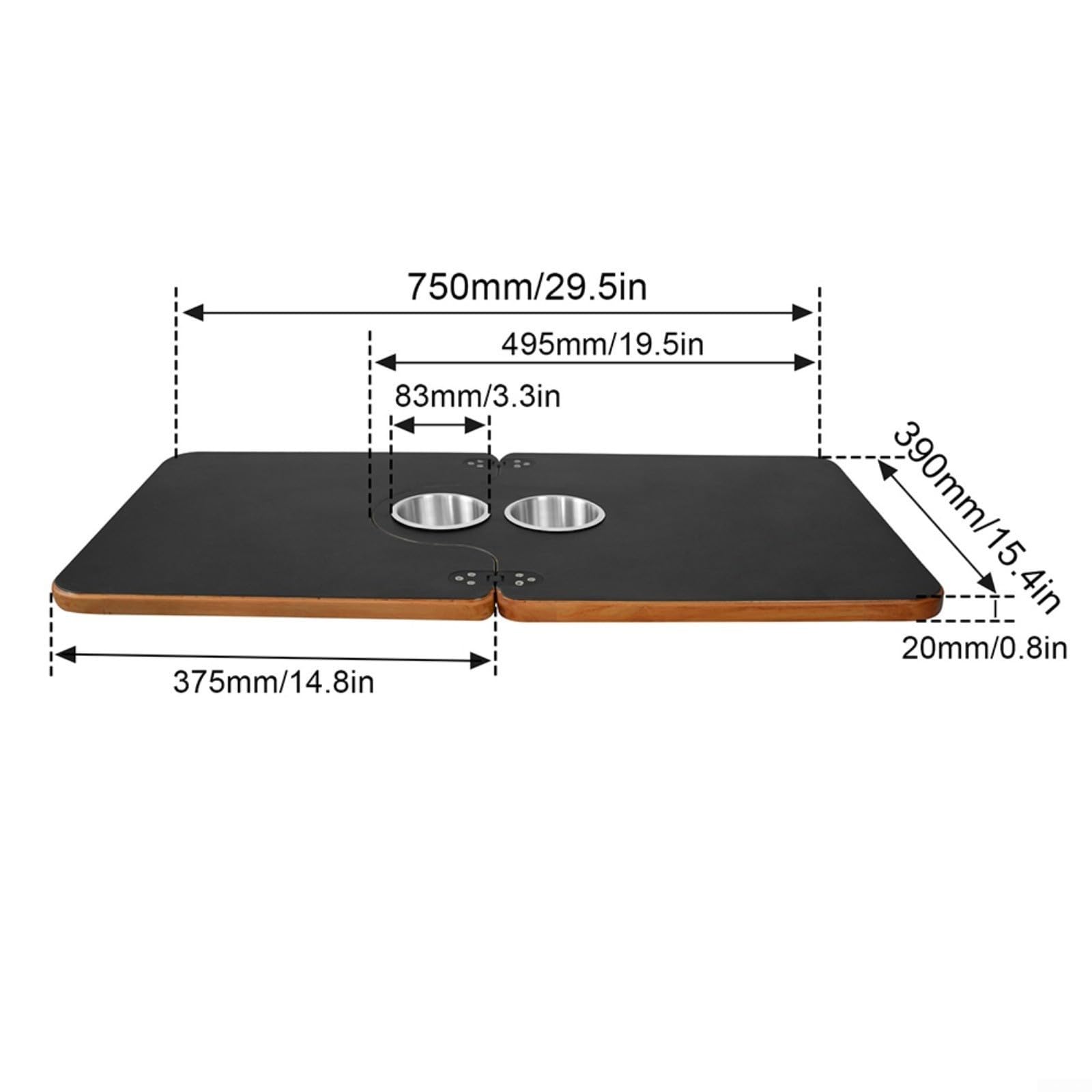 Faltbarer RV-Tisch Mit 2 Becherhaltern, 750X390 Mm, Klappbare Tischplatte Für Camper, Van, Wohnmobil, Boot, Yacht, Camping, Arbeit