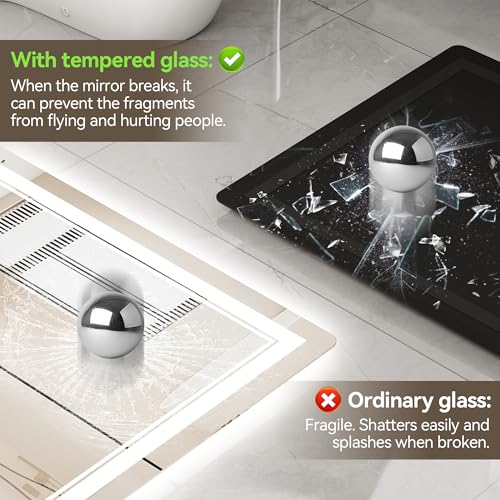 Hamlody LED Smart Bathroom Mirror with 3 Colours Dimmable, 800 * 600 MM Bathroom Wall Mirror with LED lights, Anti-fog Adjustable Brightness Wall-Mounted Mirror, Horizontal/Vertical - Cosy Home Interiors Hamlody LED Smart Bathroom Mirror with 3 Colours Dimmable, 800 * 600 MM Bathroom Wall Mirror with LED lights, Anti-fog Adjustable Brightness Wall-Mounted Mirror, Horizontal/Vertical - Image 4