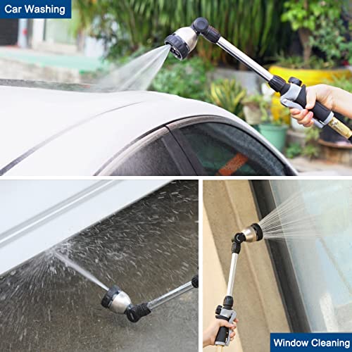 Fanhao Watering Wand Heavy Duty, 16 Inches Metal Garden Hose Wand With 8 Spray Patterns, Long Hose Nozzle Sprayer With On/Off Thumb Control, Perfect For Hanging Baskets, Shrubs, Garden And Lawn #TOP5