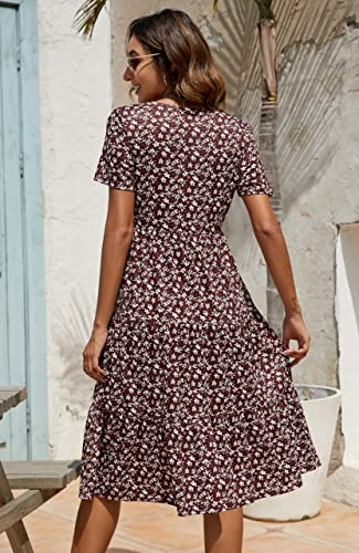 Image of Berydress Women's Casual Summer Tiered Midi Dress 2026 V Neck Boho Sundress