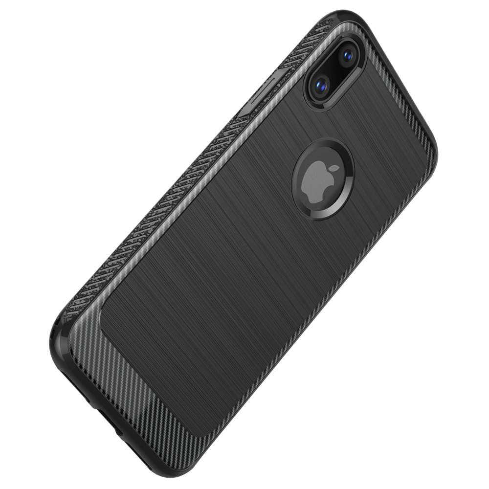 ebestStar - Cover per iPhone X, iPhone XS Apple, Custodia Protezione Carbonio Design, TPU Morbida Antiurto, Nero