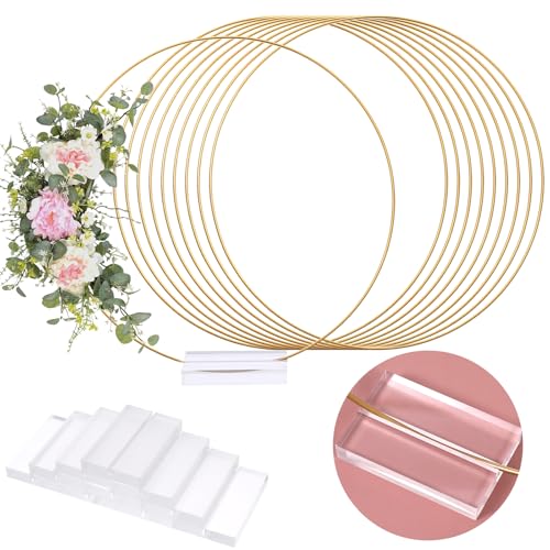 10 PCS 12 Inch Centerpiece Rings with Base Floral Hoop Table Cent...