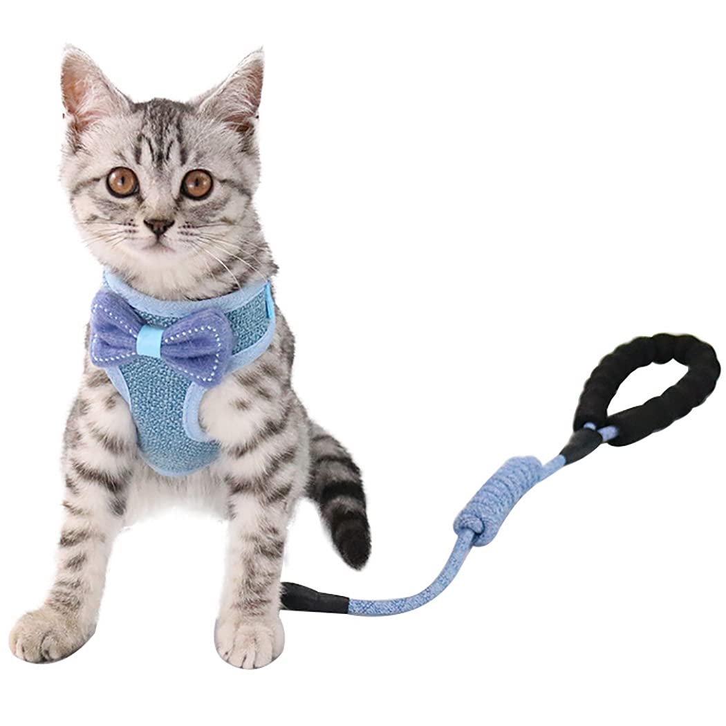 Harnais et Laisse pour Chat, Gilet Respirant avec nœud décoratif, Laisse Assortie, Maintien sécurisé pour promenades, Jogging et Sorties Quotidiennes