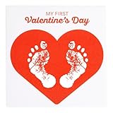 Pearhead My First Valentine's Day Print Canvas, Newborn Handprint and Footprint Keepsake Kit, Includes White Paint for Baby's Prints