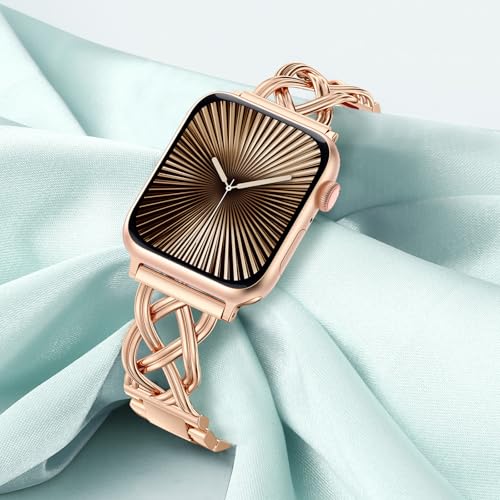 Image of TOYOUTHS Dressy Bracelet Compatible with Apple Watch Bands 38 /40 /41 /42 /44 /45 /46 /49mm Women, Celtic Stainless Steel Metal Fancy Nice Pretty Strap for iWatch Series 11 10 9 8 7 6 5 4 Ultra /SE 3 2 1