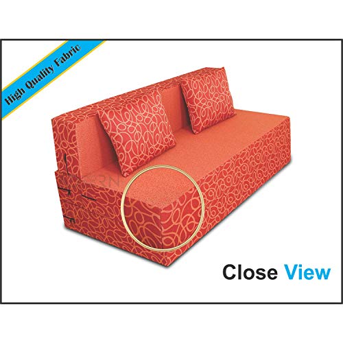 Image of Adorn India Easy Three Seater Sofa Cum Bed Poly Cotton (Red) 5'X6'