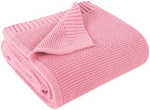 Yoofoss Baby Blankets - 100% Cotton Knit Receiving Blanket 30" x 40", Breathable Cozy Unisex Nursery Stroller Swaddle Blanket for Newborns, Infants, Toddler, Boys and Girls (0-2Yrs, Pink)