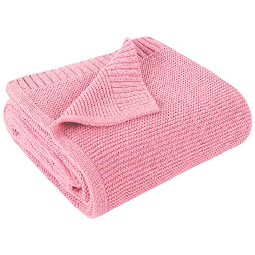 Yoofoss Baby Blankets - 100% Cotton Knit Receiving Blanket 30" X 40", Breathable Cozy Unisex Nursery Stroller Swaddle Blanket For Newborns, Infants, Toddler, Boys And Girls (0-2Yrs, Pink) #TOP27