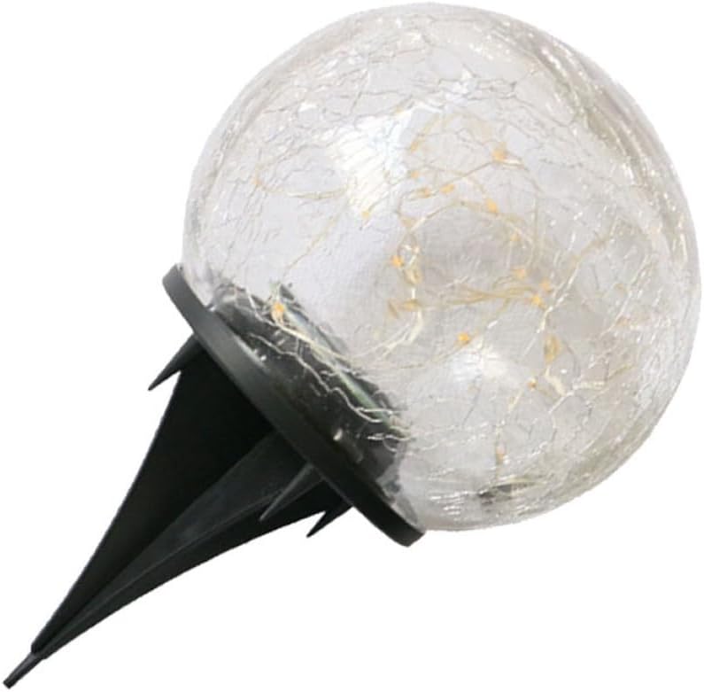 2pcs Solar Lawn Lights Outdoor Garden In-ground Crackled Bulb Ball Lamp 12cm 30led Warm Yellow Waterproof Solar Spotlights for Yard Pathway