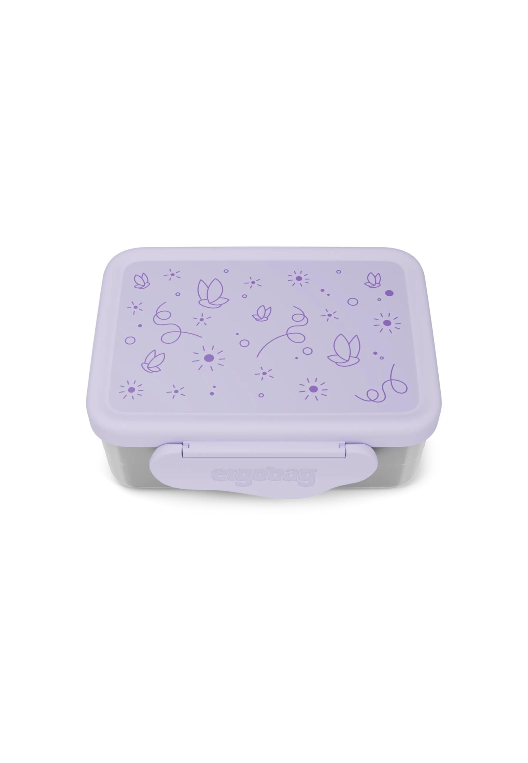 ergobag Edelstahl Brotdose mit Trennfach und Snack-Box, BPA-frei, Spülmaschinenfest Schmetterling - Lila