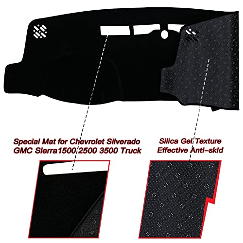 Keegtbox Dashboard Mat Cover Interior Center Console Compatible With Chevy Silverado/Gmc Sierra 1500 Truck 2014-2018 Fit For Gmc Sierra/Chevy Silverado 2500Hd 3500Hd Pickup 2015-2019 (Black Trim) #TOP1