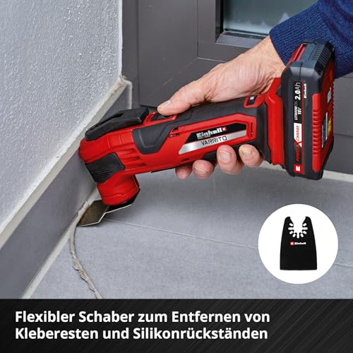 Original Einhell 4-tlg. Multitool-Set (BIM-Tauchsägeblatt, BIM-Halbrund-Sägeblatt, CrV-Tauchsägeblatt und flexibler Schaber mit Open Back Quick Change Aufnahme für gängige Multitools)