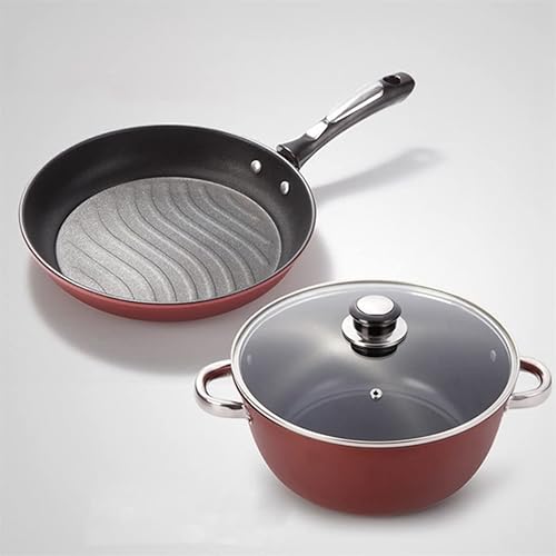 Miniatura 1 de ZLXDP - Olla antiadherente para el hogar juego de 2 piezas sartén para freír olla de leche olla de inducción de regalo olla universal