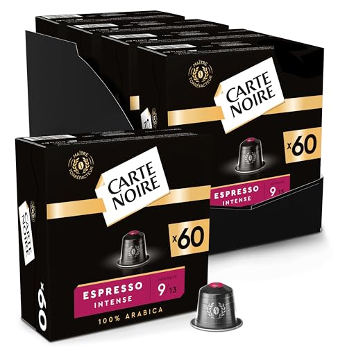 CARTE NOIRE - Capsules de Café Espresso Intense N°9 Compatibles Nespresso® - Café Arabica - Lot de 4 x 60 Capsules Aluminium - Fabriqué en France