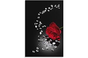 Black and White Rose Wall Art for Home Decor