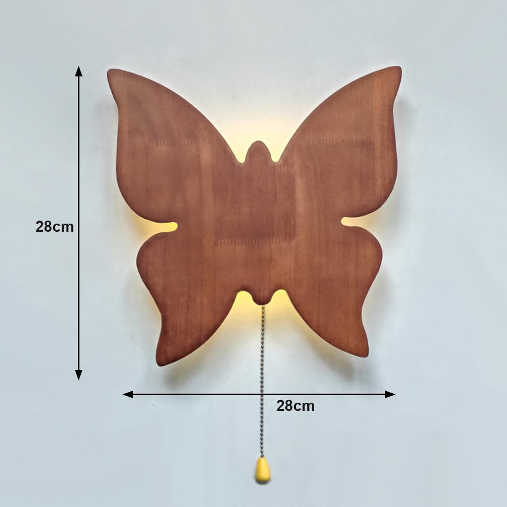 EaEa LED Wandleuchte Schmetterling aus Holz mit Schalter, Kinderzimmer Lampe USB/Batteriebetrieb Wandlampe Kinder, 5W 3000K Warmlicht Babyzimmer Nachtlicht Mädchen Jungen Schlafzimmer Wandbeleuchtung