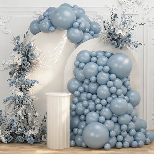 Image of 108Pcs Double Stuffed Dusty Blue Balloon Garland Arch Kit