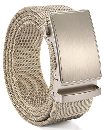 Image of CHAOREN 1.5 inch Nylon Ratchet Belts for Men - Adjustable Casual Work Belt with Slide Buckle - Trim to Fit