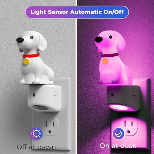 Image of L LOHAS LED Night Light for Kids,3D Cute Puppy Dusk to Dawn Sensor | Dachshund Night Lights,RGB+Soft White 3000K,Dog Night Light,Birthday Gift Nightlight for Kids, Room Decor