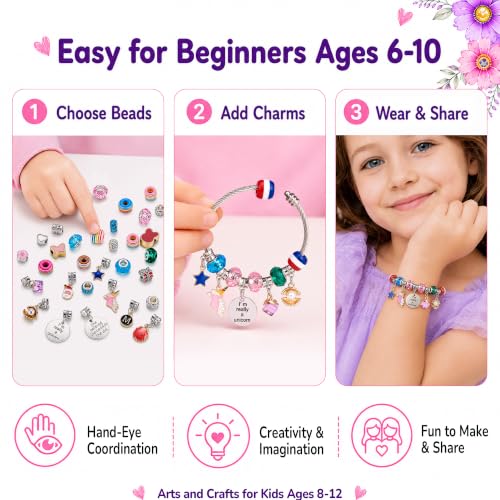 Image of COO&KOO Charm Bracelet Making Kit, A Unicorn Girls Toy that Inspires Creativity and Imagination, Crafts for Girls Ages 8-12 with Jewelry Making Kit Perfect Gifts for 6 7 8 9 10 Girl Self-Expression!