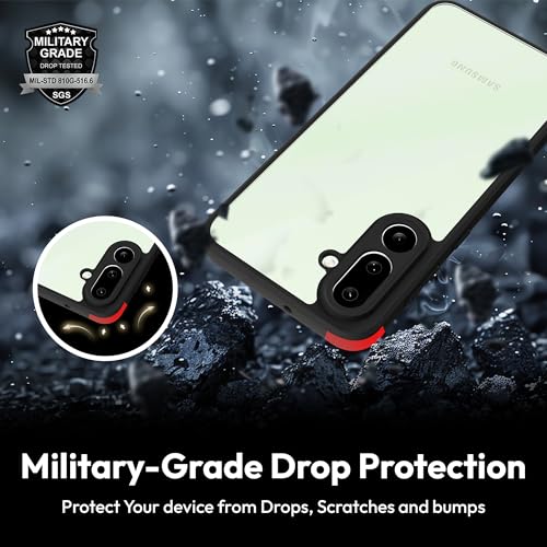 Image of KAPAVER Hybrid Clear Back Cover Case for Galaxy M56 /F56 | Protective Shockproof Cleare Hard PC Soft Flexible Black TPU Cover