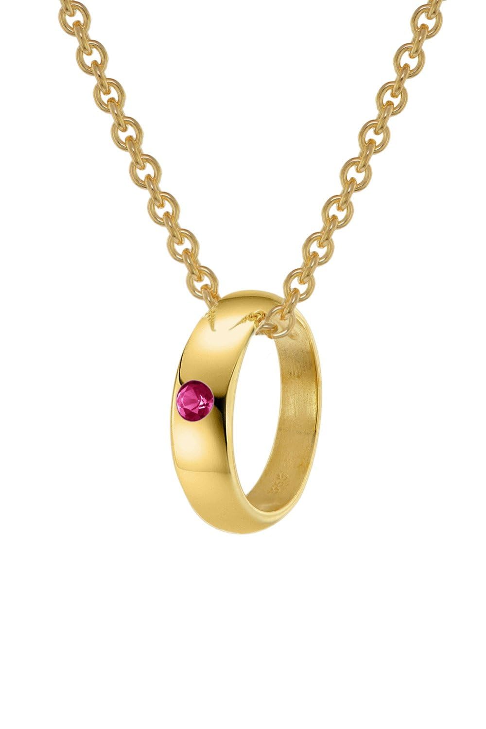 trendor Anhänger Taufring Gold 333 mit Rubin an goldplattierter Kette 39460