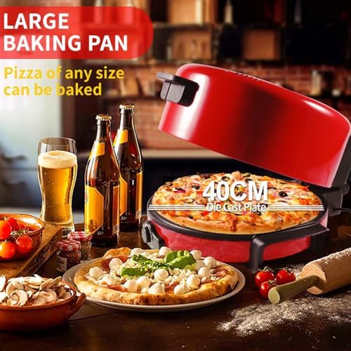 Máquina para hacer pizzas eléctrica, máquina para hacer panqueques, horno para pizza de 40 cm, placa calefactora antiadherente de doble cara, controles de temperatura ajustables y luz indicadora