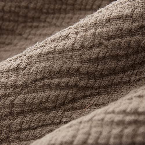 URBANARA Decke Sierra 125 x 190 cm, gewebte Tagesdecke aus 100 % Bio-Baumwolle mit charmantem Knitterlook, natürlich gefärbt und besonders nachhaltig, ohne Schadstoffe - Earth Oak - Image 4